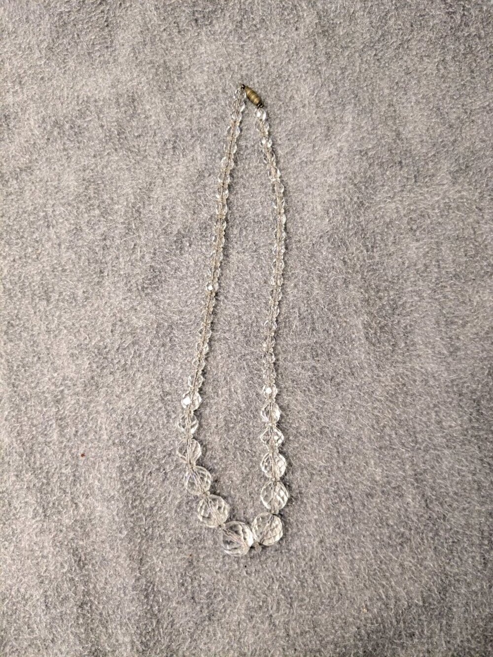 Vintage Cut Crystal Necklace Strung on Metal Chain